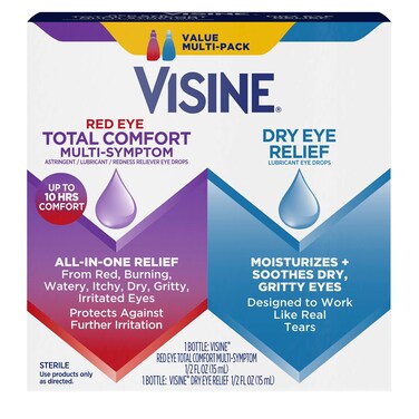 Visine Red Eye Total Comfort Multi-Symptom &amp; Dry Eye Relief Lubricant Eye Drops, 2 Items