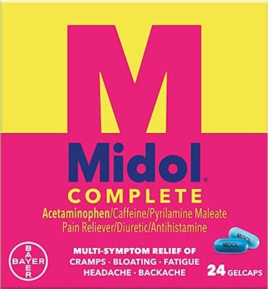 Midol Complete Menstrual Pain Relief Gelcaps with Acetaminophen for Menstrual Symptom Relief - 24 Count (Pack of 3)