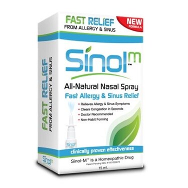 SinolM, All-Natural Nasal Relief Spray for Fast Allergy &amp; Sinus Relief, 15 ml (Pack of 2)