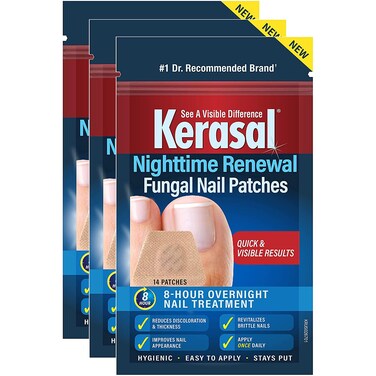 Kerasal Nighttime Renewal Fungal Nail Patches - 14 Patch 3 Pack - Overnight Nail Repair for Nail Fungus Damage, 8-Hour Nail Treatment Restores Healthy Appearance