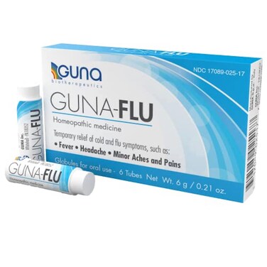 GUNA-Flu for Relief of Flu-Like Symptoms, Body Aches, Headache, Fever, Chills and Fatigue 6 Tubes