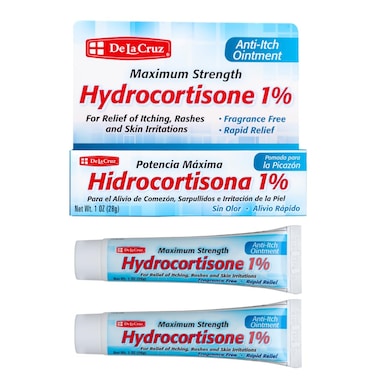 De La Cruz 1% Hydrocortisone Ointment -Maximum Strength - Topical Anti Itch Ointment - Dry Skin, Redness, Dermatitis, Eczema and Rashes - 1 OZ (28g) 2 Pack