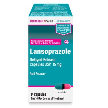 HealthCareAisle Lansoprazole 15 mg - 14 Delayed-Release Capsules - Acid Reducer, Treats Frequent Heartburn