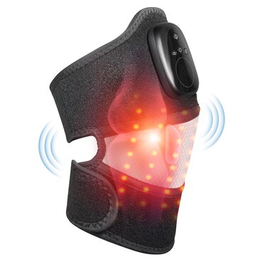Cordless Knee Massager with Red Light Therapy and Heat, Heated Knee Brace for Arthritis Pain Relief, 3-in-1 Heating Pad Vibraction Wrap for Knee Shoulder Elbow, 5000 mAh Rechargeable Battery