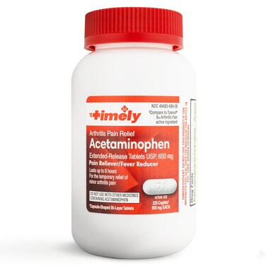 TIME-CAP LABS, INC. Timely Acetaminophen 650 MG - 225 Caplets - Extended Release - Compared to Tylenol 8 HR Arthritis Pain Active Ingredient - Joint Pain Relief, Pain Reliever &amp; Arthritis Pain Relief