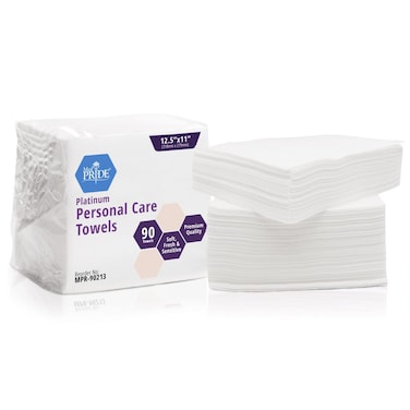 MED PRIDE Platinum Personal Care Towels [90 Pack]- Ultra Soft Dry Wipes- Disposable &amp; Unscented for Baby Or Senior Care &amp; Adults - Sanitary for Hand, Face, Body Or Incontinence- 12.5''x11''