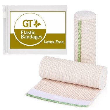 Premium Elastic Bandage Wrap (6" 2 Pack) - Hook &amp; Loop Fasteners at Both Ends - Latex Free Hypoallergenic Compression Roll - Reusable Bandages for Waist, Legs, Elbow &amp; Knee Wrap
