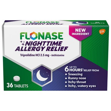 Flonase Nighttime Allergy Relief Tablets, Up to 6 Hours of Allergy Medicine - 36 Coated Tablets