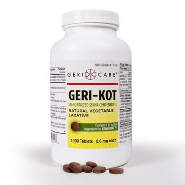 GeriCare Geri-KOT Senna, Natural Vegetable Laxative, Sennosides 8.6mg Tablets, 1000 Count (Pack of 1)