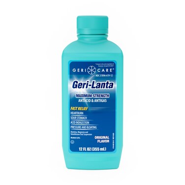 GeriCare Maximum Strength Geri-Lanta Antacid &amp; Antigas for Heartburn, Acid Indigestion, Pressure and Bloating, Liquid, 12 Fl Oz (Pack of 1)