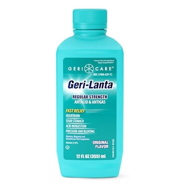 Geri-Lanta Liquid Antacid &amp; Antigas By GeriCare  Regular Strength Acid Reducer For Heartburn, Sour Stomach, Acid Indigestion, Pressure &amp; Bloating  Oral Gas Indigestion Relief  Original Flavor 12 fl oz