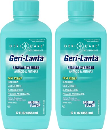 GeriCare Geri-Lanta Aluminum Hydroxide 200 mg, Antacid &amp; Antigas, Relief from Heartburn and Indigestion, 12 FL Oz (Pack of 2)