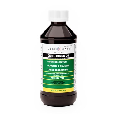 GeriCare Geri-Tussin DM Liquid Cold Cough Syrup 2-in-1 Maximum Strength Cough Suppressant Dextromethorphan &amp; Expectorant Guaifenesin  Non-Drowsy Cough Relief Syrup &amp; Chest Decongestant  8 Fl Oz