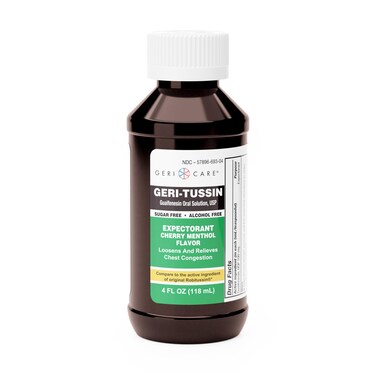 GeriCare Geri-Tussin Cold and Cough Relief Guaifenesin Syrup Sugar Free, 16 Fl Oz (Pack of 2)
