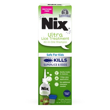 Nix Ultra Superlice Treatment, All-in-One Shampoo, 4 Fl Oz &amp; Lice Removal Comb
