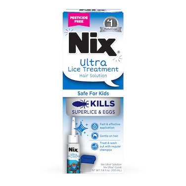 Nix Ultra Lice Removal Kit, Lice Treatment Hair Solution, 3.4 fl oz &amp; Lice Removal Comb