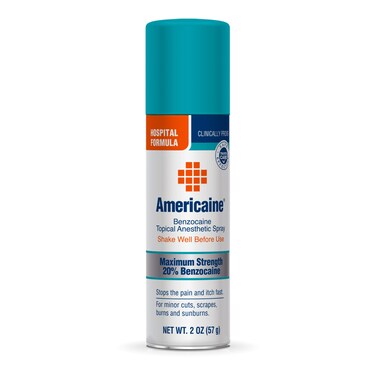 Americaine Hospital Formula, Maximum Strength Benzocaine Topical Anesthetic Spray, For Minor Cuts, Scrapes, Burns &amp; Sunburn, 2 oz Can (Packaging may vary)