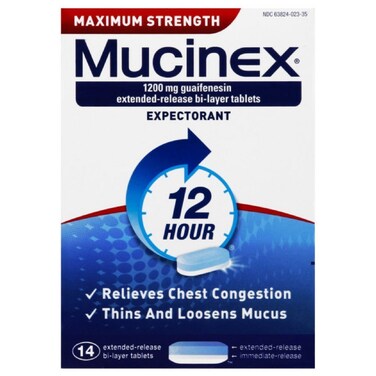 Mucinex Maximum Strength 12-Hour Chest Congestion Expectorant Tablets, 14 Count (Pack of 3)