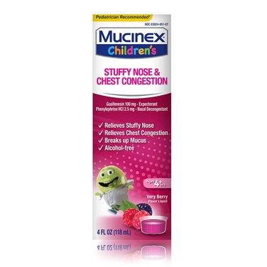 Mucinex Children's Liquid - Stuffy Nose &amp; Cold Mixed Berry 4 oz. (Packaging May Vary)