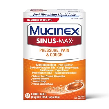 Mucinex Sinus-Max Max Strength Pressure, Pain &amp; Cough Liquid Gels 16 ea