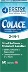 Colace 2-IN-1 Stool Softener &amp; Stimulant Laxative Tablets, 60 Count, Gentle Constipation Relief in 6-12 Hours