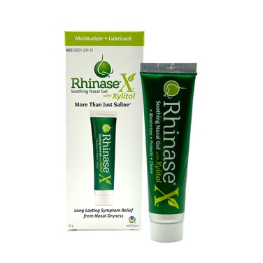 Rhinase X Nasal Gel   Less Sneezing, Itchiness, Nasal drip and Congestion   Mores Than Just Saline   Now with Xylitol   Long Lasting Symptom Relief from Nasal Dryness   (1 oz.)