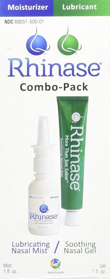 Rhinase Nasal Care Combo Pack - Nasal Gel (1 oz) &amp; Saline Spray (1 oz) for Dryness, Allergy Relief &amp; Nosebleed Prevention, Aloe-Free &amp; pH Balanced
