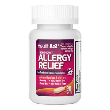 HealthA2Z Fexofenadine Hydrochloride 180mg, Antihistamine for Allergy Relief, Non-Drowsy, 24-Hour Antihistamine for Allergy Relief (90 Counts)