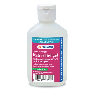 Extra Strength Itch Relief Gel, Diphenhydramine HCl 2% Topical Analgesic, Relives Itching and Pain for Bug Bites, Rashes, Poison Ivy, Oak and Sumac, Made in USA, 4 Ounces