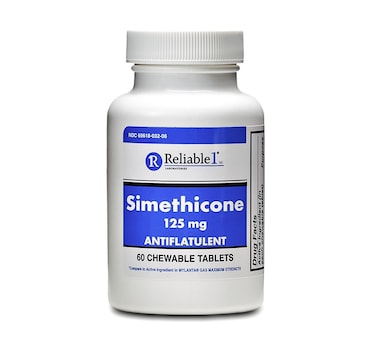 Reliable-1 Laboratories Simethicone 125mg Gas Relief Tablets Extra Strength Bloating Relief Gas Pills   Anti Flatulence, Rapid Gas Relief for Adults   Peppermint Flavor   60 Chewable Tablets