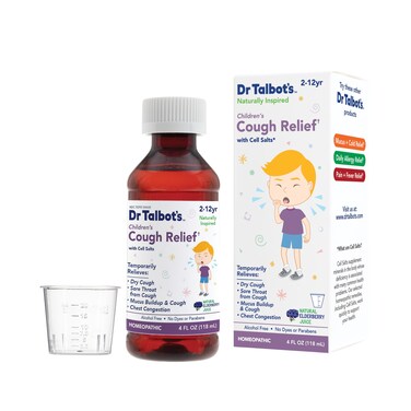 Dr. Talbot's Cough Relief Liquid Medicine with Naturally Inspired Ingredients for Children Includes Dosage Cup, Natural Elderberry Juice Flavor, 4 Fl Oz