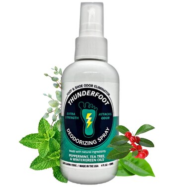 Thunderfoot Natural Shoe and Foot deodorizing Spray- Mint Scent - Shoe Odor Eliminator, Shoe Spray Deodorizer, Shoe freshener, Foot Deodorizer, Odor Eliminator for Shoes (4 OZ)