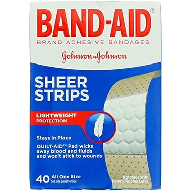 Band-Aid Brand Tru-Stay Sheer Strips Adhesive Sterile Bandages for First Aid &amp; Wound Protection, Individually Wrapped Wound Care Bandages for Minor Cuts &amp; Scrapes, All One Size, 40 ct