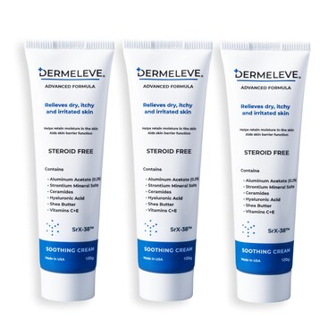 Dermeleve Steroid Free Anti-Itch Cream   Extra Strength for Psoriasis, Seborrheic Dermatitis, Viral Rash, Bug Bites, Allergy, Chronic Hives, Neuropathy (Nerve)   Full Body Itch Relief   120g (3 Pack)
