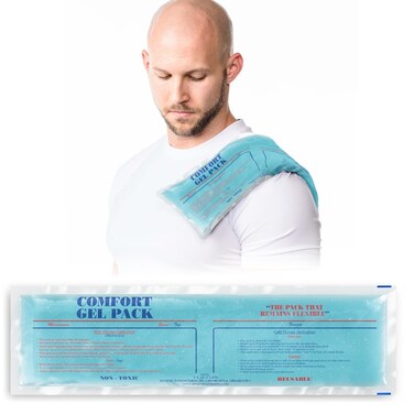Flexible Reusable Gel Pack 5"x18" - Flexible Gel Packs for Neck, Wrist, Arm, Back and Shoulder Pain Relief - Versatile Hot or Cold Gel Packs for Injuries, Sore Muscles or Toothache Pain Relief, Blue
