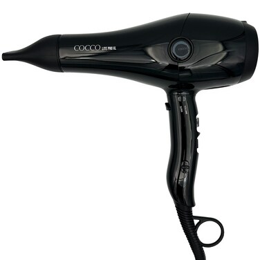 COCCO Lite Pro XL Hair Dryer, Ultra Lightweight, Ionic Intel System, Ceramic Spheres Technology, Professional Performance, Black