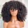 Afro Kinky Curly Wig With Bangs Full Machine Made Scalp Top Wig 200 Density Brazilian Short Curly Human Hair Wigs Natural Color 18 Inch