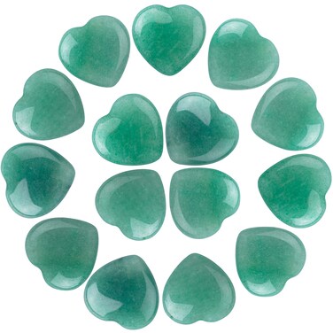 30 PCS Heart Green Aventurine Crystals Natural Polished Green Aventurine Stone Heart Love Carved Healing Crystal Worry Stone