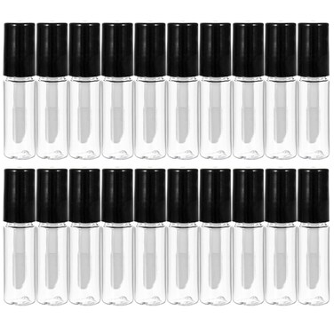 Beautyflier 20 Pack 1.5 ml Empty Lip Gloss Tubes Containers Clear Mini Refillable Lip Balm Bottles with Rubber Inserts for Lipstick Samples Travel DIY Makeup