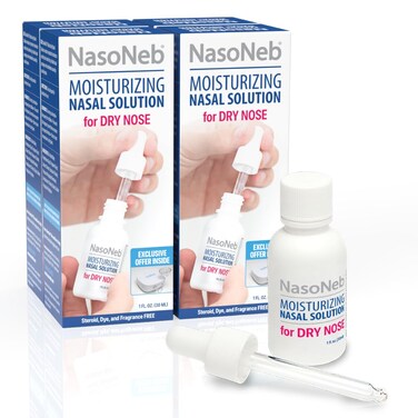 NASONEB Saline Moisturizing Nasal Spray, Steroid-Free Non-Habit Forming Nasal Relief Sinus Spray, Dry Nose Relief, Soothes Sore Irritated Noses, 1 fl oz (4-Pack)