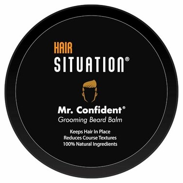 Mr. Confident Beard Balm - 100% All Natural and Organic Ingredients. Leave-in-Conditioner, Smooths, Shape, Moisturizes, Styling Hold, Soften Coarse Hair for a Fuller and Healthy-Looking Beard 2 Fl Oz