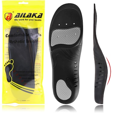 Ailaka Orthotic Cushion Arch Support Shoe Insoles for Men &amp; Women, Unisex Daily Shock Absorption Gel Sports Inserts for Flat Feet, Plantar Fasciitis, Heel Pain Relief