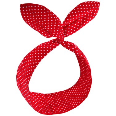 Wire Headbands for Women Bow Bandana Hair Scarf Hairbands Cute Knotted Hair Accessories 50s Retro Head Wraps Turban (Red Polka Dot)