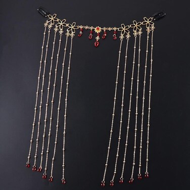 Kopida Long Tassel Veil Chinese Hanfu Hairwear Crystal Women Hair Clips Sweet Forehead Chain Face Curtain Crystal Headband for Women Girls