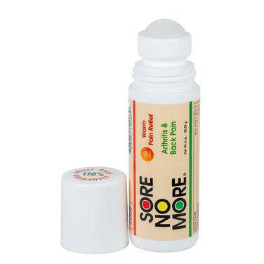 Sore No More Warm Relieving Gel for Aches &amp; Pains associated with Arthritis &amp; Simple Backaches, Absorbs Quickly with a Refreshing Orange Aroma, 3 oz Roll-On