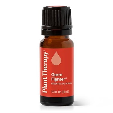 Plant Therapy Germ Fighter Essential Oil Blend Pure, Natural Aromatherapy, for Diffusion &amp;amp; Topical Use, DIY Multi-Surface Cleaner, Hand Cleanser, Home or Office Use, Therapeutic Grade 10 mL (1/3 oz)