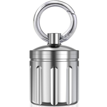 Waterproof Pill Organizer, Stainless Steel, Keychain, Portable Pill Container Single Chamber Box Outdoor Camping, Size: 1.2 x 1.2 x 1.65 inches
