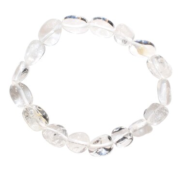 CHARGED Amplifier Clear Quartz Crystal Bracelet Tumble Polished Stretchy + Selenite Heart Charging Crystal Included (AMPLIFY BODY &amp; THOUGHT ENERGY - INCREASE HEALING ENERGY- THE STONE OF POWER)