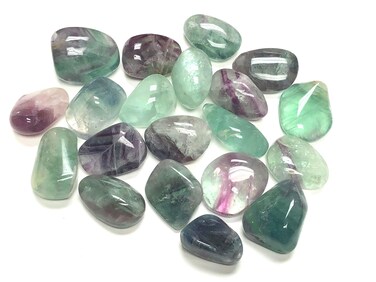 Crystal Collection: Natural Grade A Large Tumbled Rainbow Fluorite - Polished Authentic Wholesale Gemstones for Healing, Wicca, Reiki (1/2 Pound)