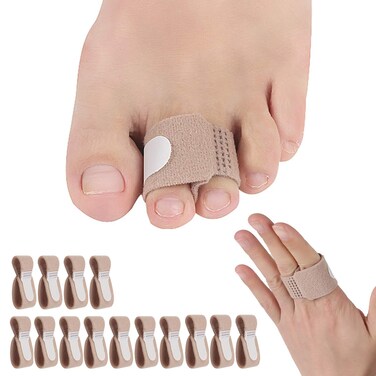 14 Pieces Broken Toe Wraps, Cushioned Bandages, Hammer Toe Separator Splints, Toe Straight, Hammer Toe Wrap, Cushioned Corrector, for Broken Toe, Hammer Toe